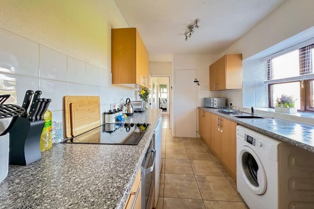 Fully equipped kitchen, washing machine, coffee machine, oven etc everything you need at Farm Cottage – dog-friendly holiday cottage in Kewstoke, Weston-super-Mare