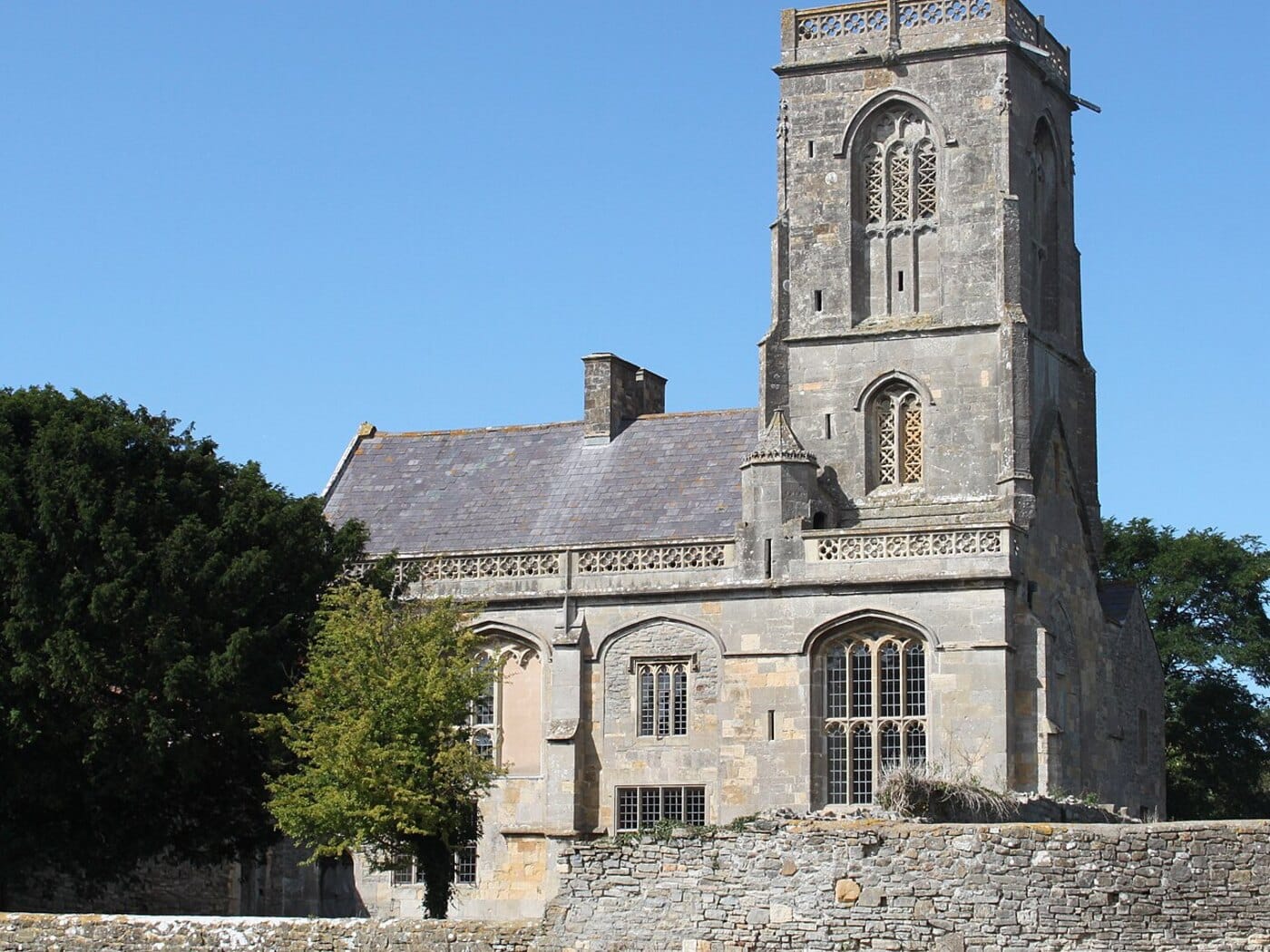 Woodspring Priory in the fields beyond Kewstoke